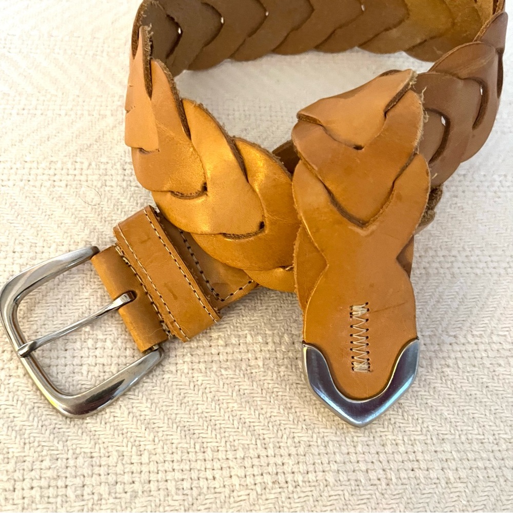 Braided Leather Belt in Tan